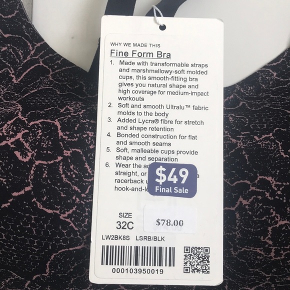 Lululemon fine form bra 32C - Picture 2 of 3